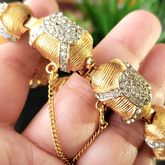 VTG High End Ciner Unsigned Pave Set Rhinestone Oval Gold Link Designer Bracelet - Picture 12 of 13